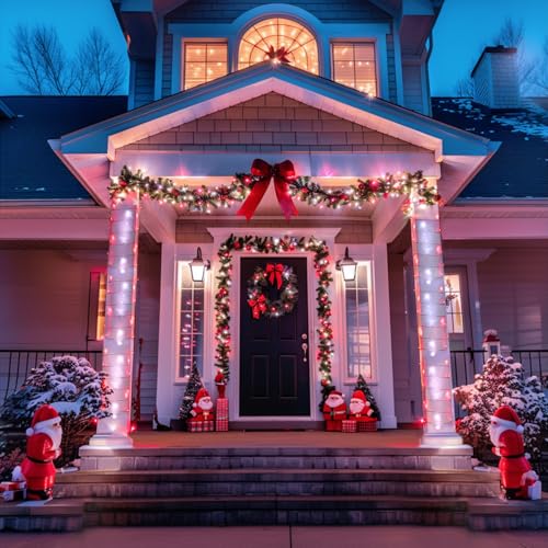 400 LED Red and White Christmas Lights Outdoor with Remote (132 Foot)