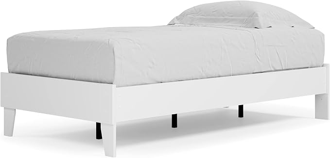 Signature Design by Ashley Piperton Modern Casual Youth Platform Bed Frame, Twin, White