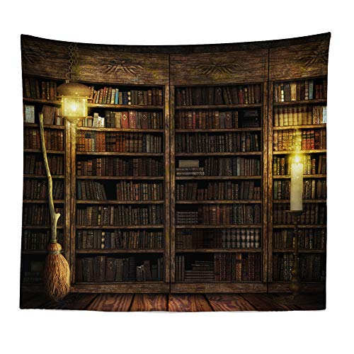 Vintage Bookshelf Tapestry Wall Hanging