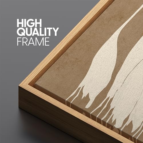 Large Framed Canvas Print Wall Art Minimalist White Cranes on Beige Background Antique Retro Fine Art Illustrations Decorative Colorful for Bedroom