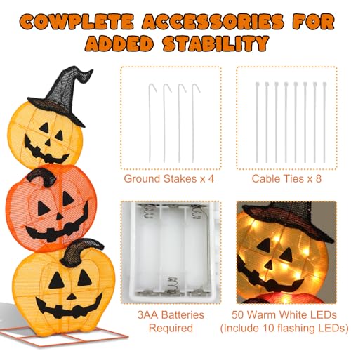 Halloween Lighted Stacked Pumpkins Decoration (Stacked Pumpkins)