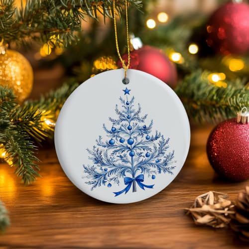Blue Chinoiserie Christmas Tree Ceramic Ornament Gifts