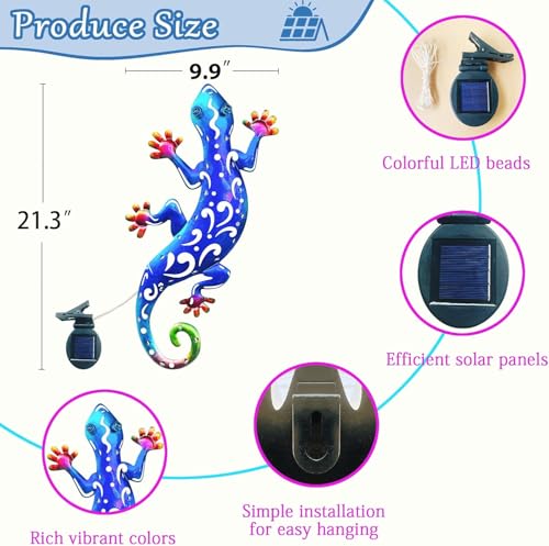 Solar LED Light Lizard Outside Wall Garden Decorations for Yard Pendant
