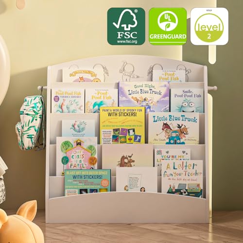 5 Tier Kids Bookshelf Montessori Toddler Book Rack White