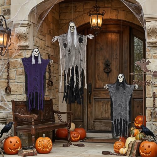 3PCS Scary Hanging Ghosts (3 Count)