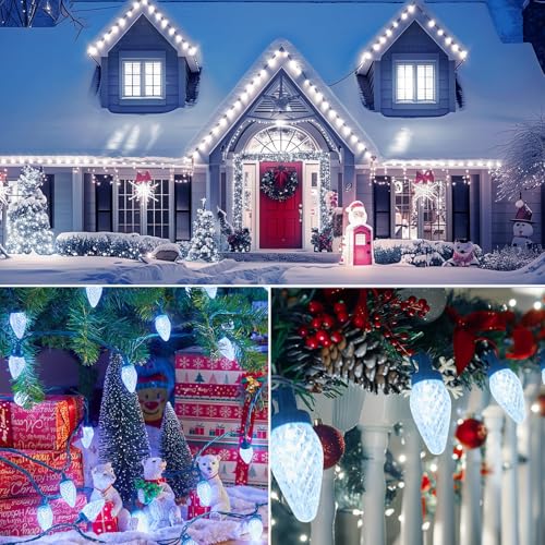 2 Pack White C9 LED Christmas Lights Outdoor (50 Count)