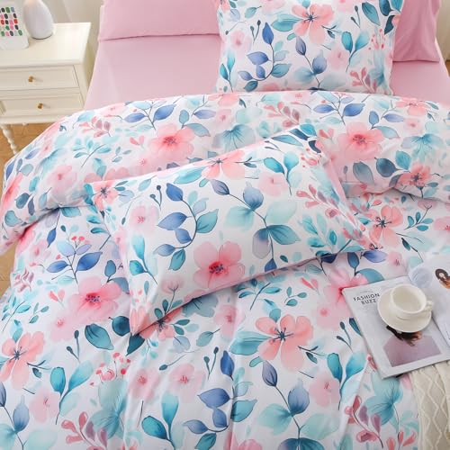 Pink Blue Branch Full Comforter Set