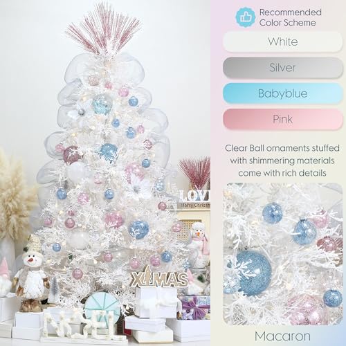 30 Pack Clear Christmas Ball Ornaments with Fillers (30 Count)