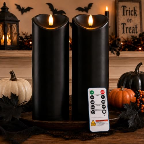 Halloween Black Waterproof LED Candles with Remote Timer