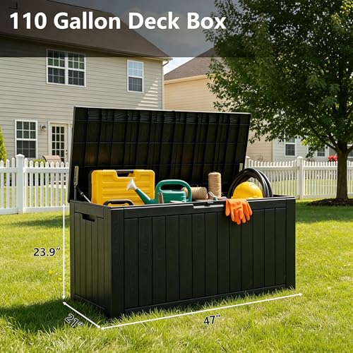 110 Gallon Waterproof Large Resin Deck Box