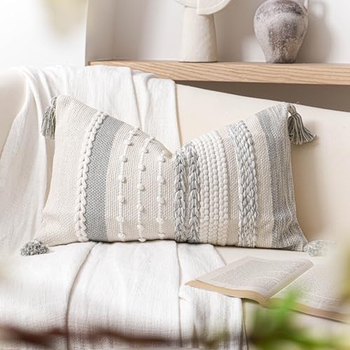 Gray Decorative Lumbar Pillow Cover 14x24