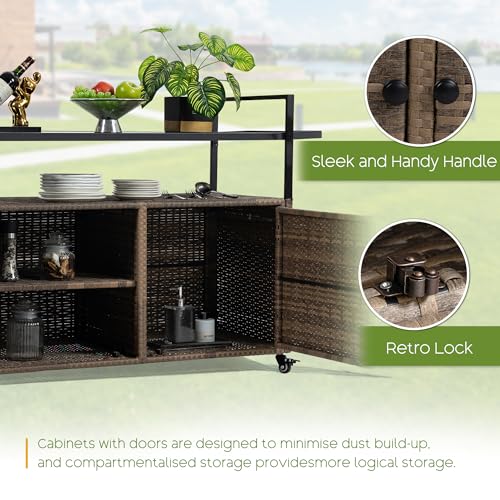 Wicker Outdoor Bar Cart