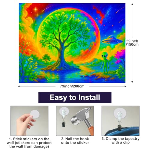 Blacklight Tapestry Alien Tree UV Backdrop 78 x 59 Inch