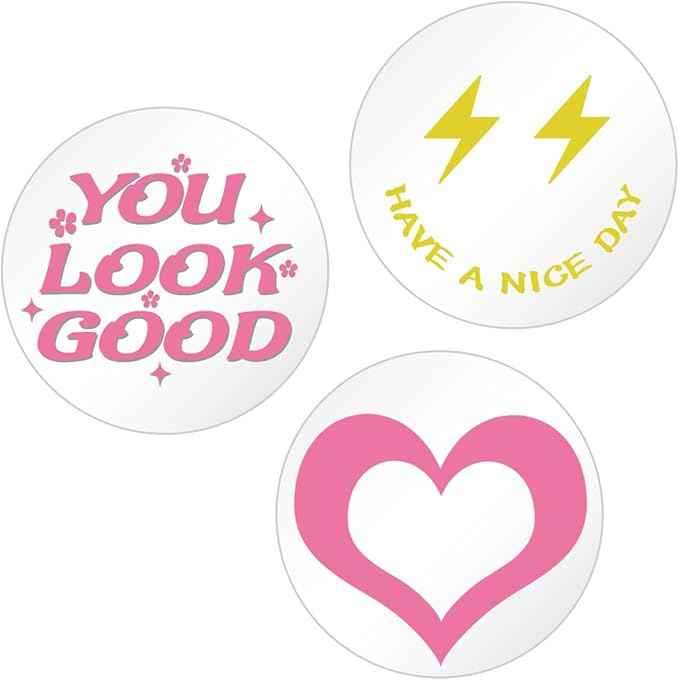 DARENYI 6 Inch Preppy Mirror Tiles for Teen Girls Room Decor, 3Pcs Round Acrylic Wall Stickers, Self Adhesive Sheets for Bathroom, Bedroom, Living Room