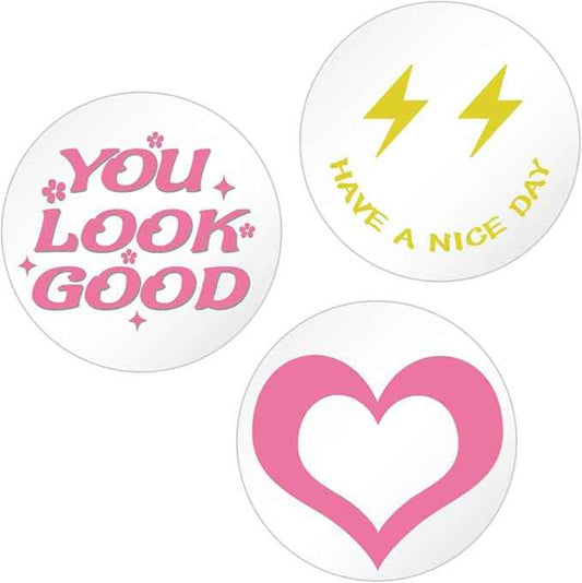 DARENYI 6 Inch Preppy Mirror Tiles for Teen Girls Room Decor, 3Pcs Round Acrylic Wall Stickers, Self Adhesive Sheets for Bathroom, Bedroom, Living Room
