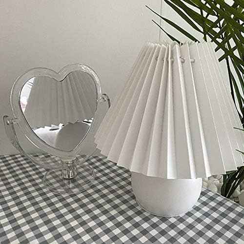 1Pc Acrylic Double Side Makeup Mirror Cute Heart Shaped Cosmetic Mirror, Transparent Base Home Bedroom Desktop Make Up Mirror (Pink)