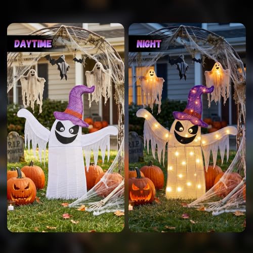 30" H Lighted Ghost Halloween Outdoor Decor (White Ghost)