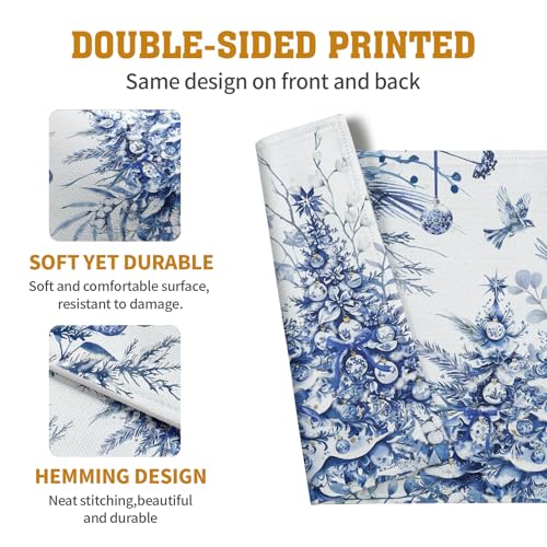 Blue and White Christmas Tree Placemats Set of 4
