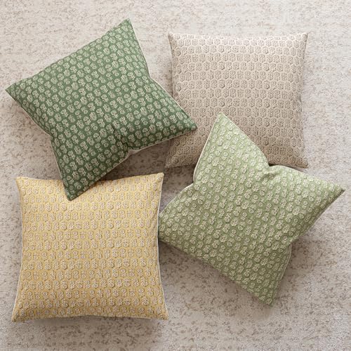 Decorative Floral Print Throw Pillow Covers 20×20 Lime Green (2 Count)