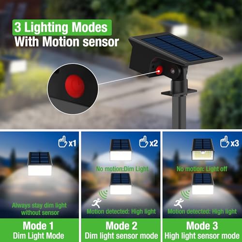 8 Pack 62 LED Solar Spot Lights Outdoor Motion Sensor with 3 Modes (8 Count)
