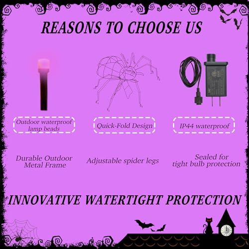 6.8Ft Giant Spider Halloween Decorations Outdoor 82" Light Up Spider with 115 LED Lights for Front Yard (Zz-005)