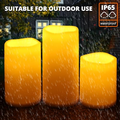 Large Outdoor Flameless Candles 6" 8" 10" x 5" (3 Count)