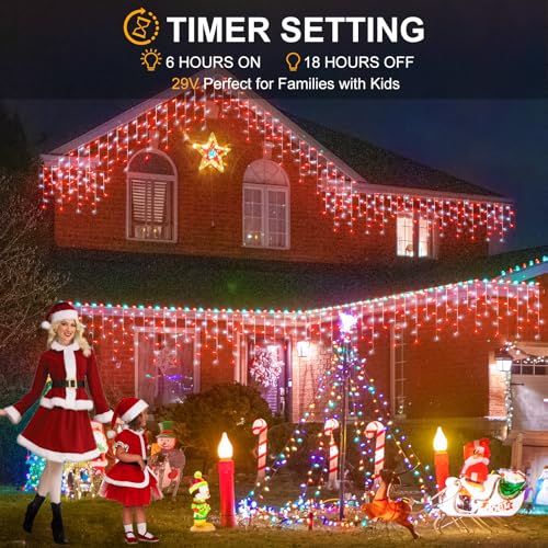 Red and White Christmas Lights Outdoor Icicle Lights for Outside 66ft