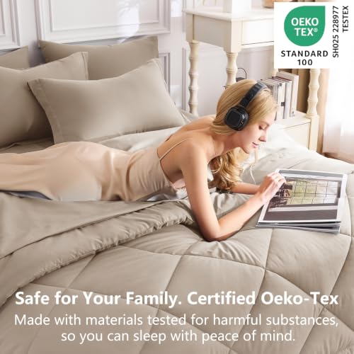 Queen Comforter Set with Sheets Khaki