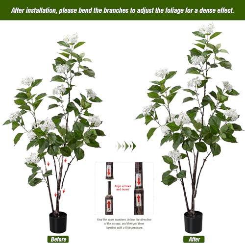 Fake Plants Home Decor Artificial Plants Outdoor Hydrangea Artificial Plants Indoor Fake Tree Living Room Decor Artificial Tree Porch Decor Fiddle Leaf Fig Tree 6Ft