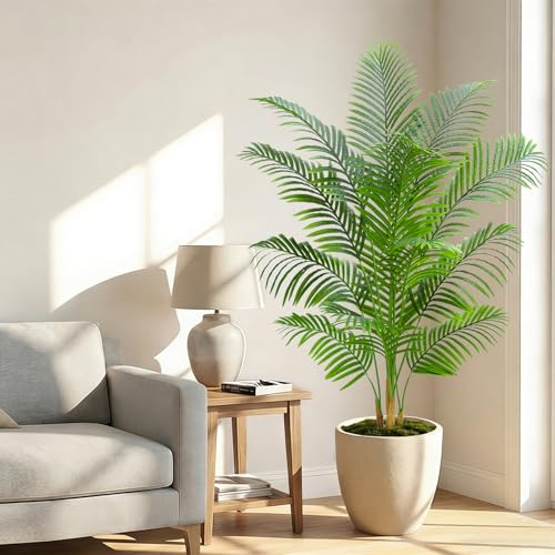 2 Pack Artificial Palm Tree Indoor Plant 6FT Tall Fake Tropical Palm Tree in Pot