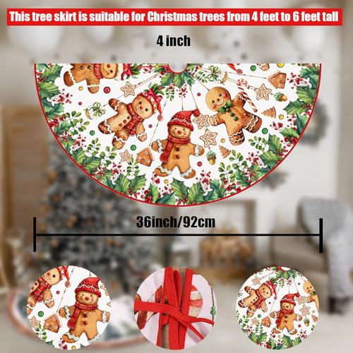 Cute Gingerbread Man Christmas Tree Skirt 36 Inch