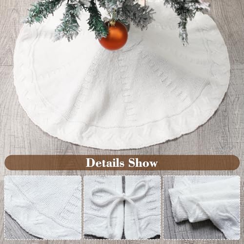18" White Knitted Tree Skirt