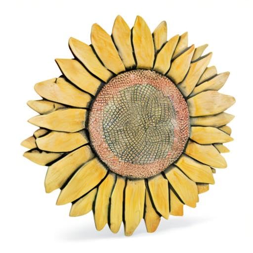 NAT & Jules Sunflower Shaped Dimensional Indoor Outdoor 12 inch Cast Resin Decorative Garden Stepping Stone