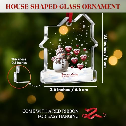 Happy Christmas Snowman Glass Ornament