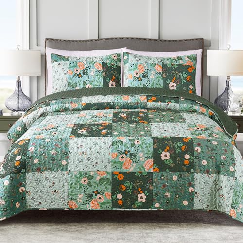 Reversible Boho Quilts Queen Size Green