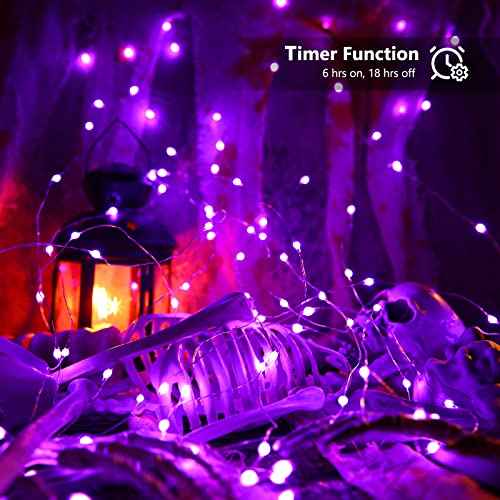 Purple Battery Halloween Fairy String Lights Remote 17.48ft 50 LED (34.96 Foot)