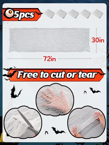 5 Pack 30'' x 72'' Stretchy White Creepy Cloth Halloween Decor (5 Count)