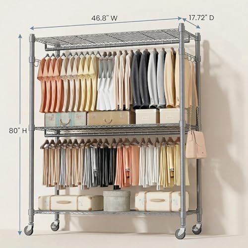 Rolling Clothes Rack Heavy Duty