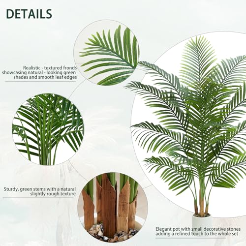 2 Pack Artificial Palm Tree Indoor Plant 6FT Tall Fake Tropical Palm Tree in Pot