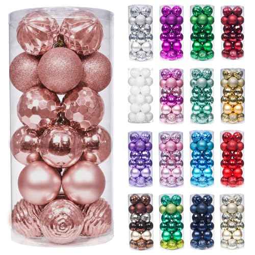 24ct Christmas Ball Ornaments Shatterproof Xmas Tree Hanging Balls Decorations Perfect for Holiday Wedding Christmas Decor (24 Count)