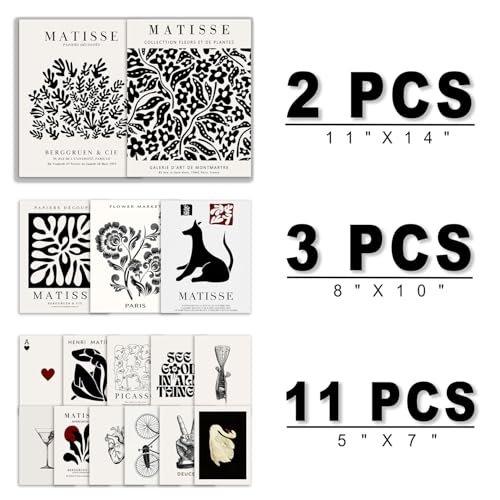 16 PCS Black and White Wall Art Decor (16 Count)