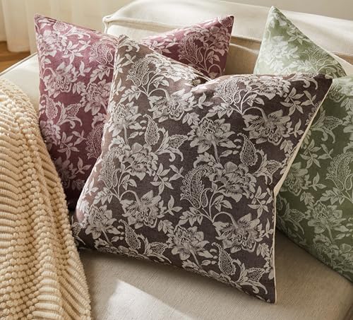 Floral Jacquard Throw Pillow Covers Set of 2 (2 Count)