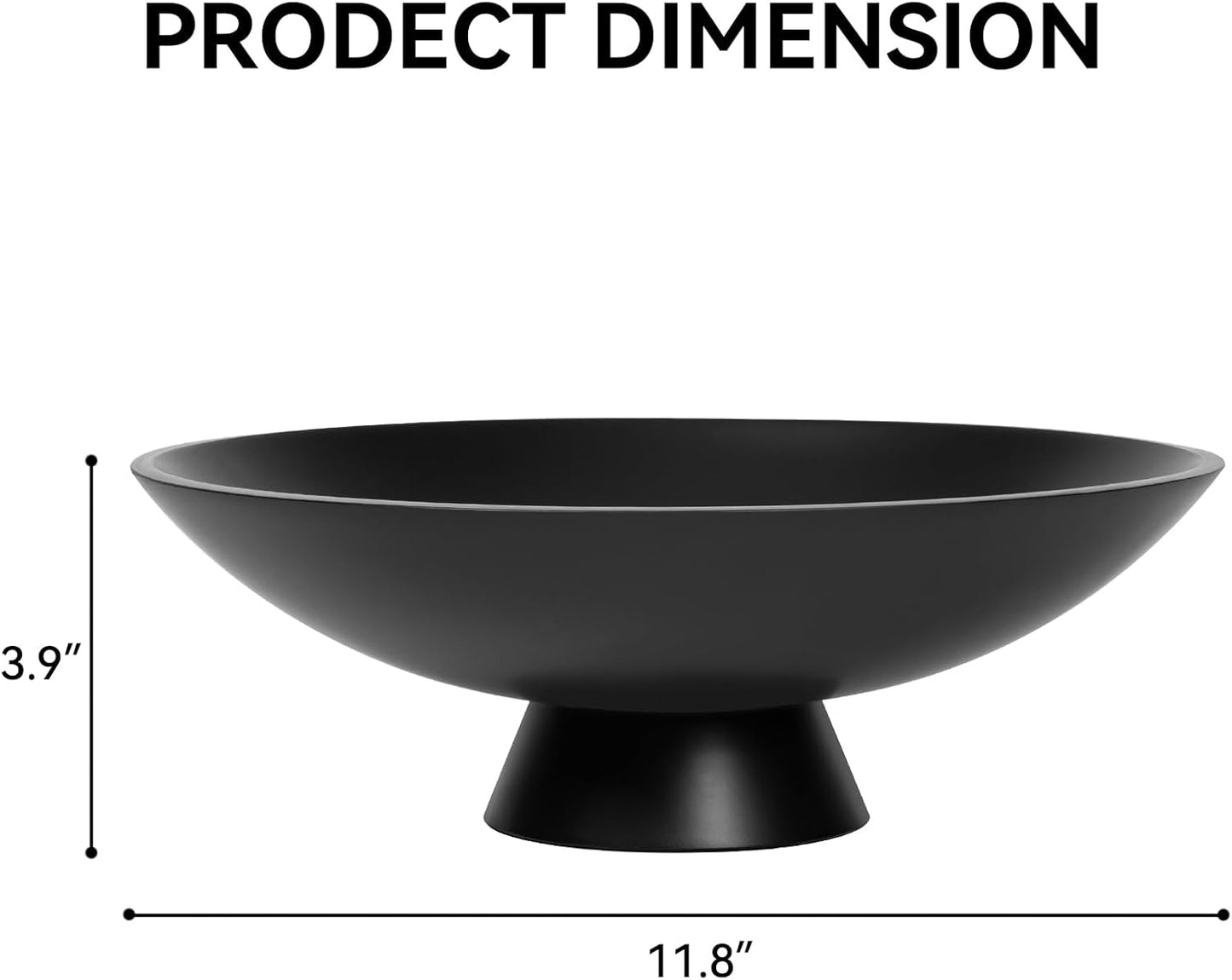 Decorative fruit bowl for Home Decor Large Modern Handicraft Key Bowl for Entryway Table Stylish Centerpiece Purse Bowl Pedestal bowl for Kitchen Counter Coffee Table(Artificial Stone Black)