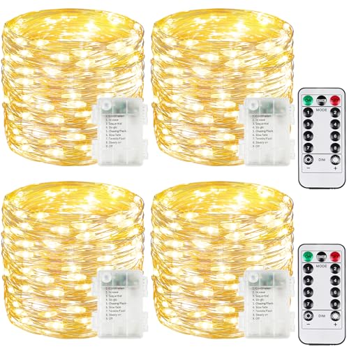 4 Pack 100 LED Fairy Lights Battery Operated with Remote