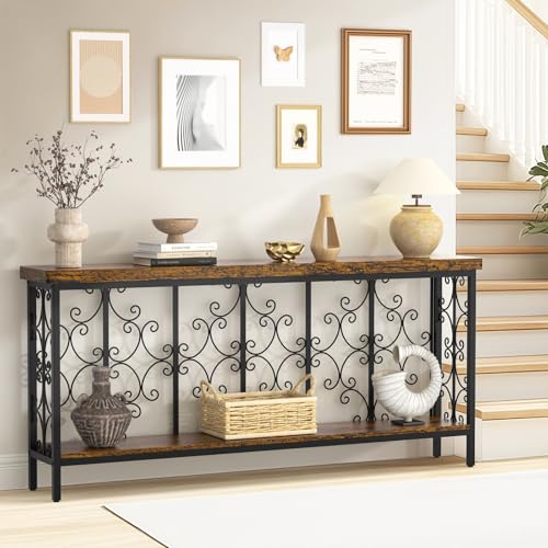 70.9" Narrow Sofa Table Behind Couch with 2