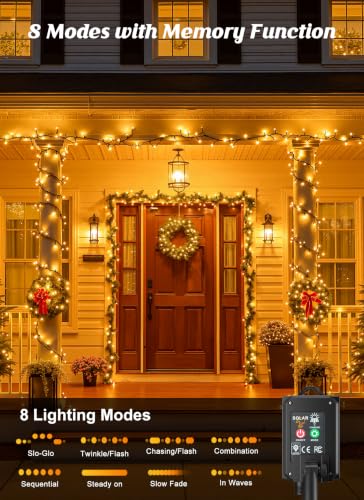 2 Pack Solar Christmas String Lights Outdoor (144 Foot)