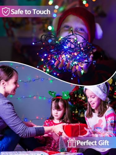 Solar Christmas Lights Outdoor 4 Pack 200 LED 132FT String Light Multicolor (4 Count)