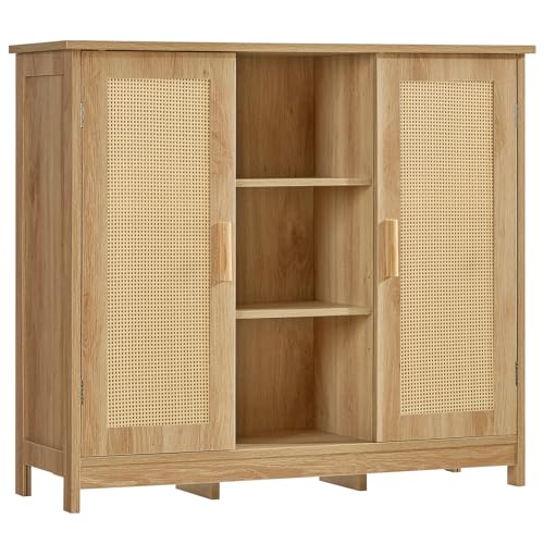 Rattan Storage Cabinet with 4 Adjustable Shelves