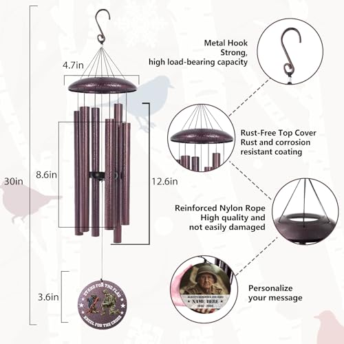 Personalized Memorial Soldier Wind Chimes for Loss Dad Comrade