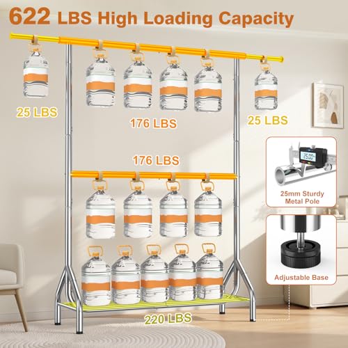 Double Rod Clothing Rack Load 622 LBS
